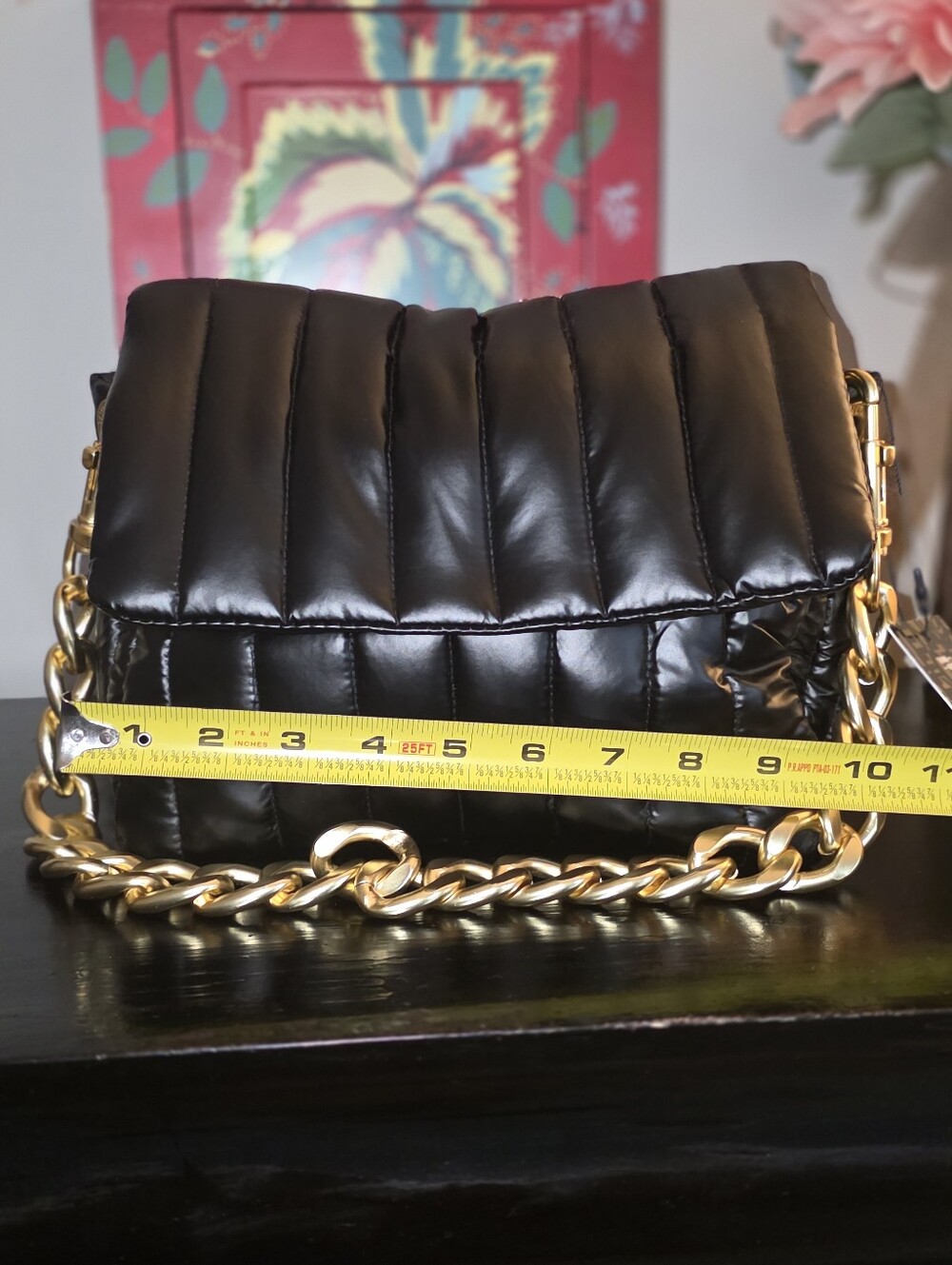 Think Royln Pearl Black Quilted Chain Shoulder Bag (3 Different Straps ) - Picture 7 of 8